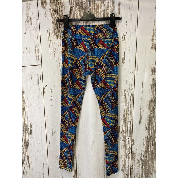 Red/Blue/Yellow LuLaRoe Leggings One Size - Picture 2 of 4